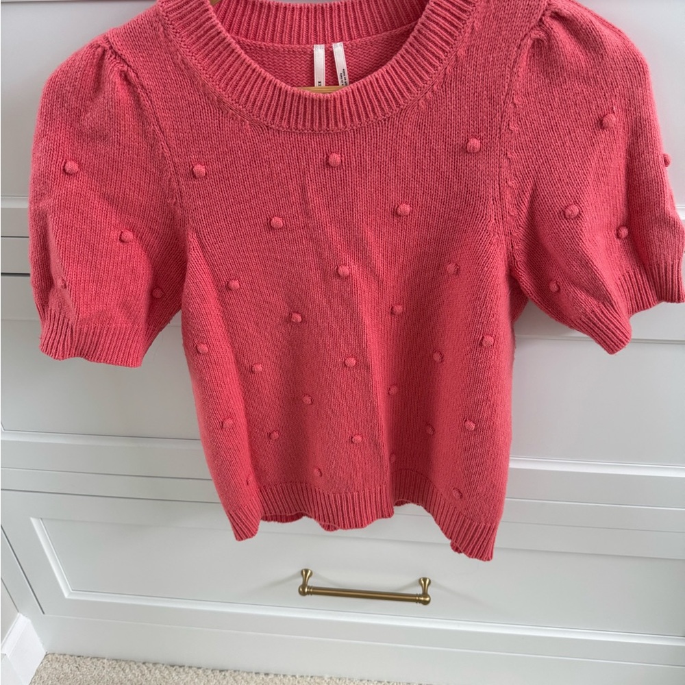 Anthropologie Coral Textured Knit Top